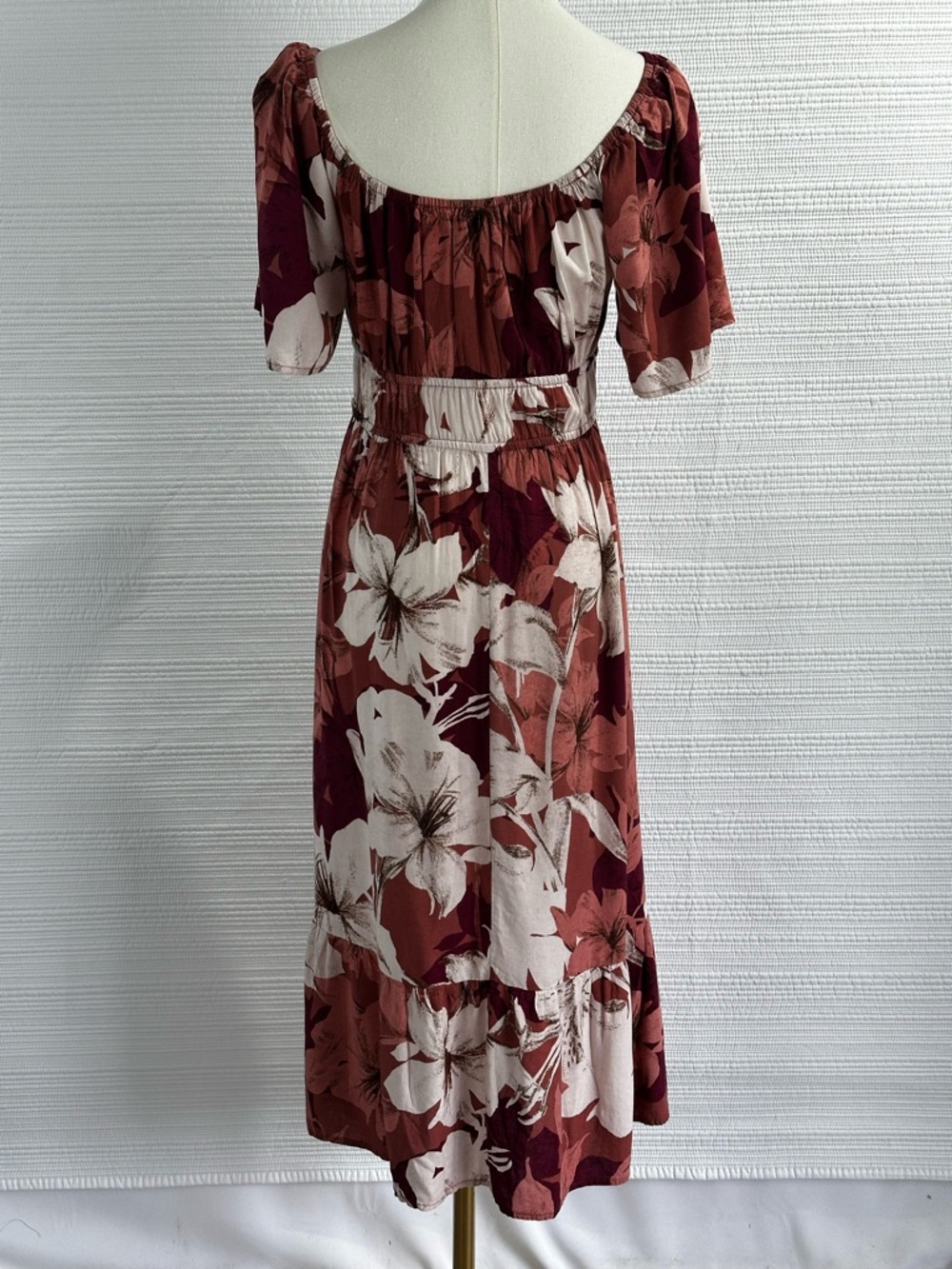 Luxology Floral Boho Midi Dress Earth Tone Cottagecore Romantic Flowy Small - Picture 6 of 11